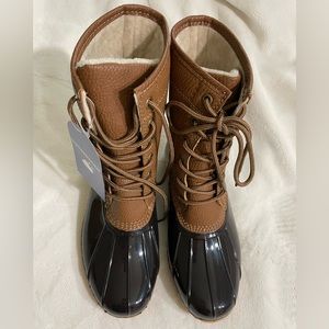 NWT JBU Maplewood Waterproof Boots Chocolate Brown & Black Size 6 1/2